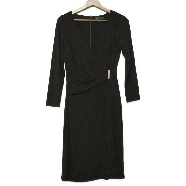 ラルフローレン RalphLauren サイズ4 S - 黒 レディース 長袖/ロング/カシュクール 美品 ワンピース_画像1