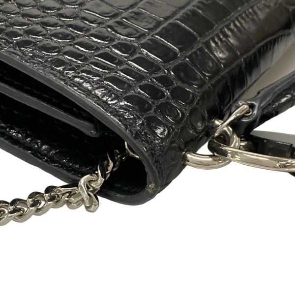 サンローランパリ SAINT LAURENT PARIS 533026 サンセット チェーン ウォレット レザー ダークネイビー 型押し加工 財(cái)布