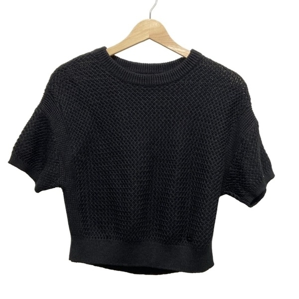 フォクシー FOXEY 半袖カットソー サイズ40 M 39676 - 黒 レディース クルーネック/麻 美品 トップス_画像1