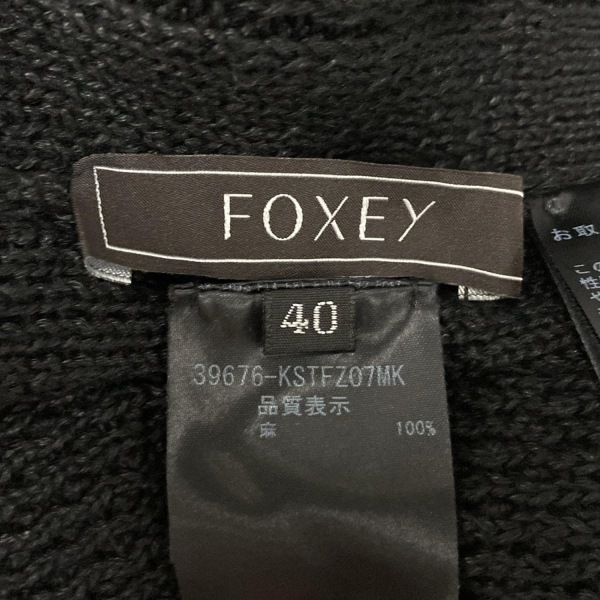 フォクシー FOXEY 半袖カットソー サイズ40 M 39676 - 黒 レディース クルーネック/麻 美品 トップス_画像3