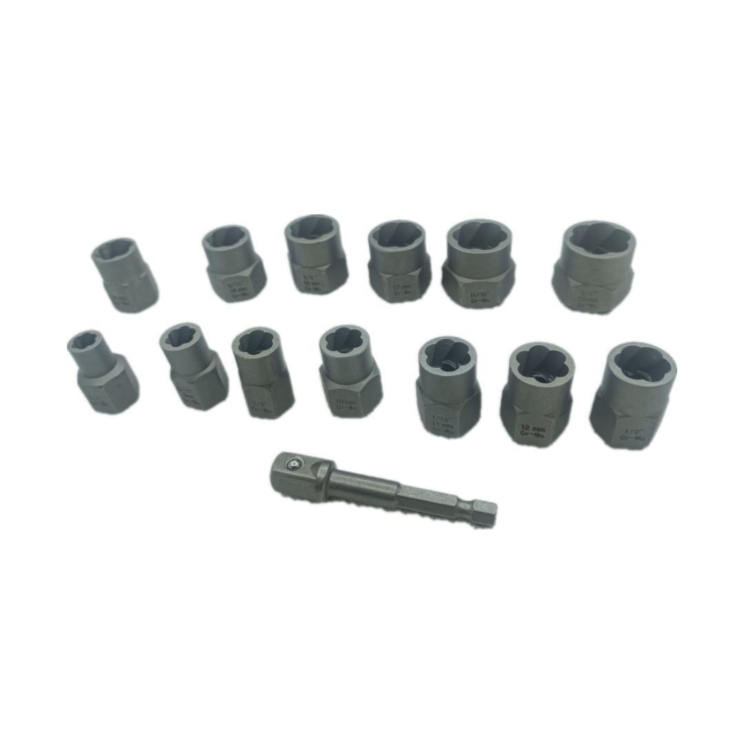 ナットツイスター 14点セット 8-19mm なめたボルト外し ナットリムーバー 潰れた 錆びた 固着 9.5sq ソケット ケース付 管理B6_画像2