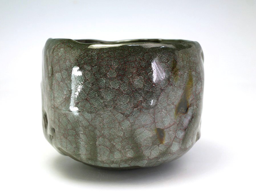 ■真作保証■【浦口雅行】作 青瓷黒晶鉄流茶碗 共箱■師：人間國寶 三浦小平二■