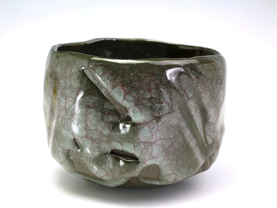 ■真作保証■【浦口雅行】作 青瓷黒晶鉄流茶碗 共箱■師：人間國寶 三浦小平二■