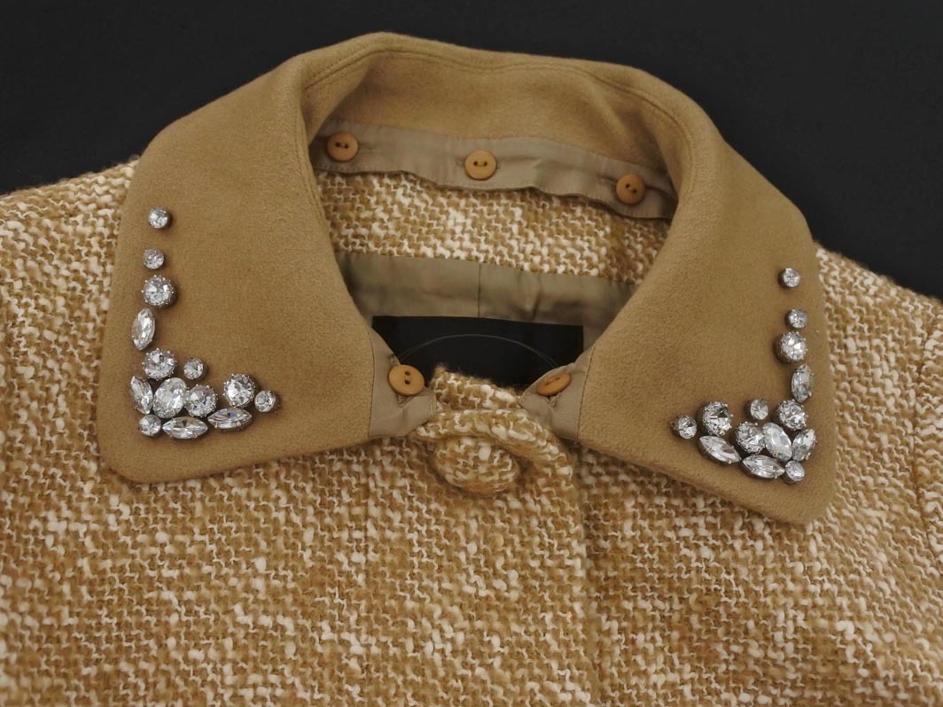 UNTITLED Untitled шерсть . твид переключатель воротник есть no color пальто size1/ бежевый *# * fia2 женский