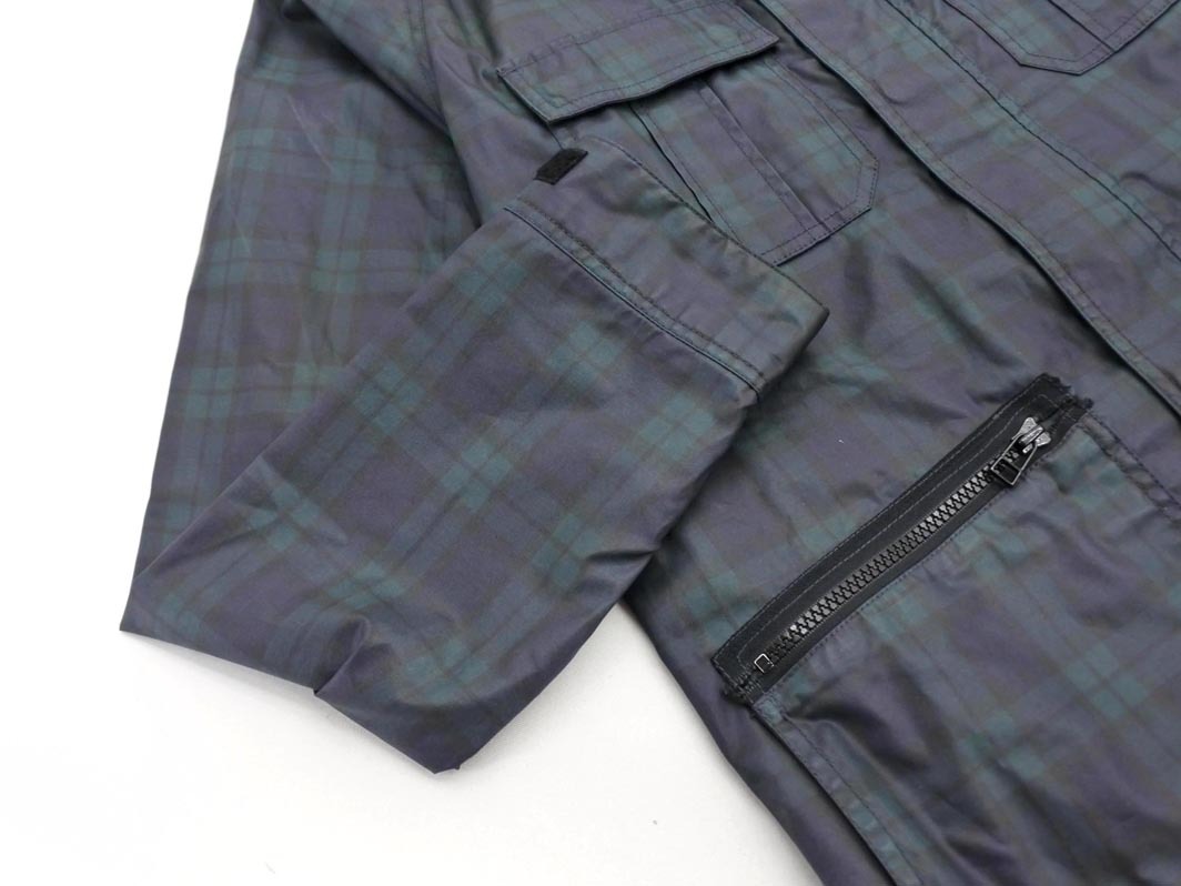 SHIPS JET BLUE シップスジェットブルー チェック コーティング加工 ジップアップ パーカー ジャケット sizeL/緑ｘ紺 ◇■ ☆ fia2 メンズ_画像2