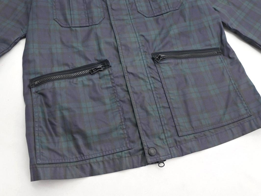 SHIPS JET BLUE シップスジェットブルー チェック コーティング加工 ジップアップ パーカー ジャケット sizeL/緑ｘ紺 ◇■ ☆ fia2 メンズ_画像4