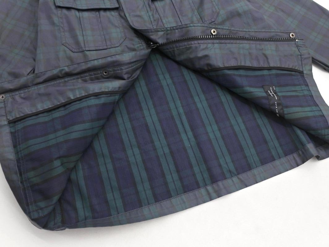 SHIPS JET BLUE シップスジェットブルー チェック コーティング加工 ジップアップ パーカー ジャケット sizeL/緑ｘ紺 ◇■ ☆ fia2 メンズ_画像5