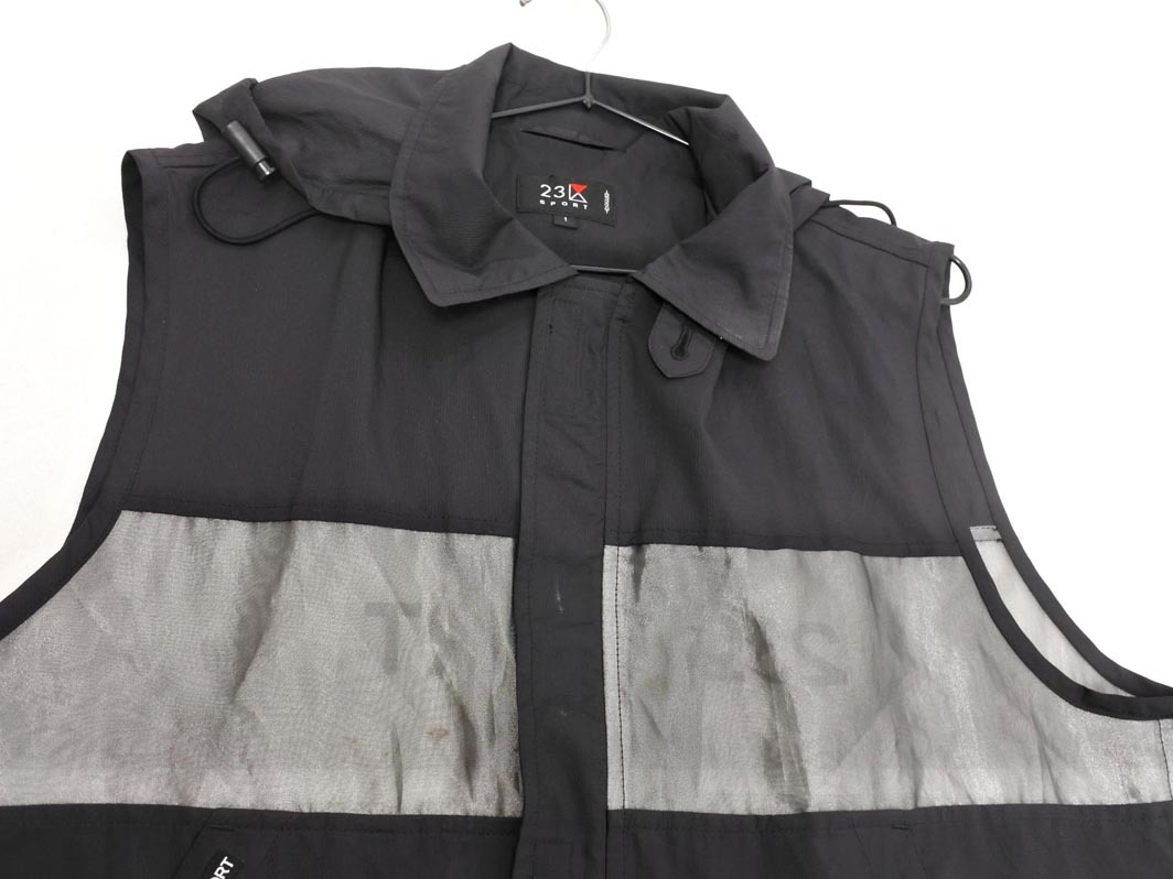 ネコポスOK 23区 SPORT 23区 スポーツ 切替 プリント 2WAy ベスト size1/黒 ◇■ ☆ fia2 メンズ_画像3
