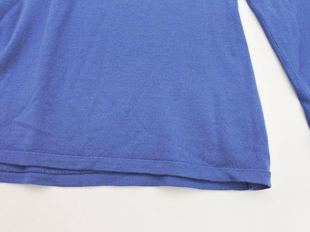 кошка pohs OK PAUL STUART paul (pole) Stuart шерсть 100% V шея вязаный свитер size6/ синий *# * fia2 женский