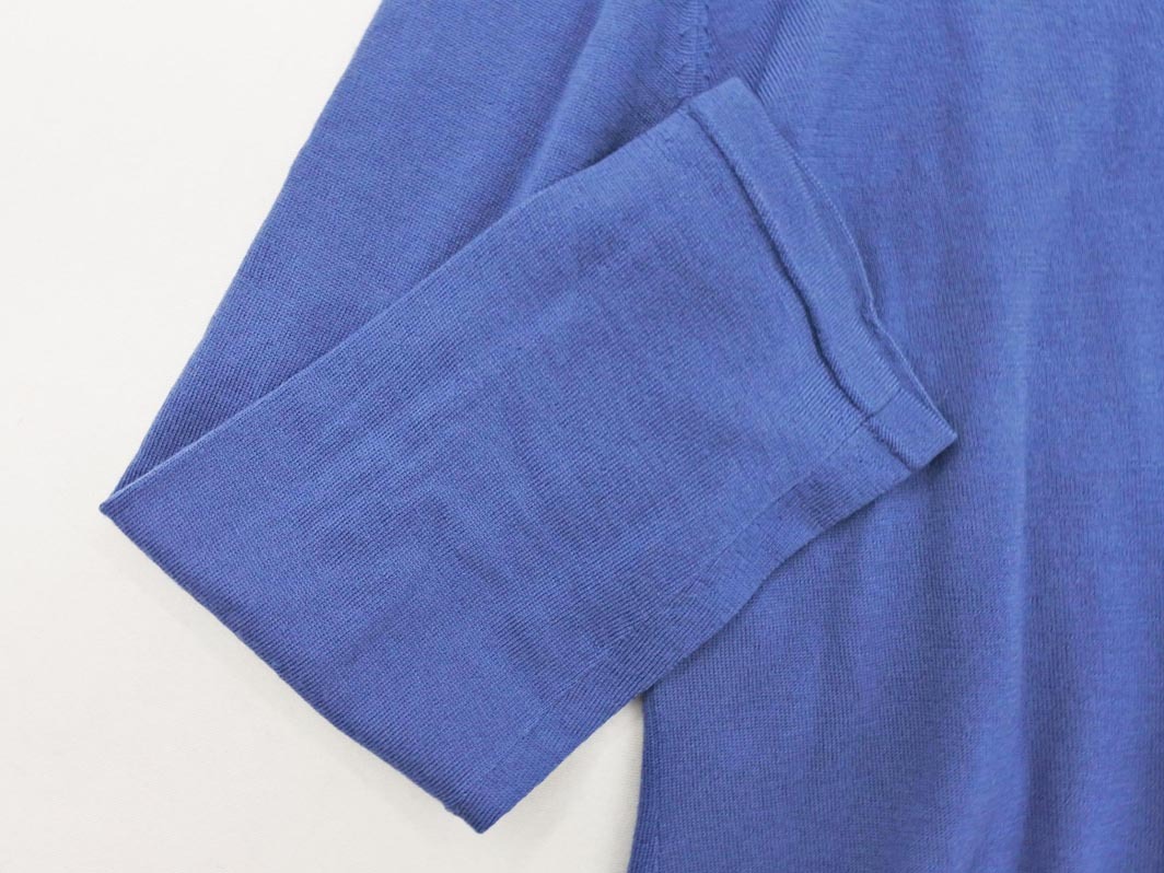 кошка pohs OK PAUL STUART paul (pole) Stuart шерсть 100% V шея вязаный свитер size6/ синий *# * fia2 женский