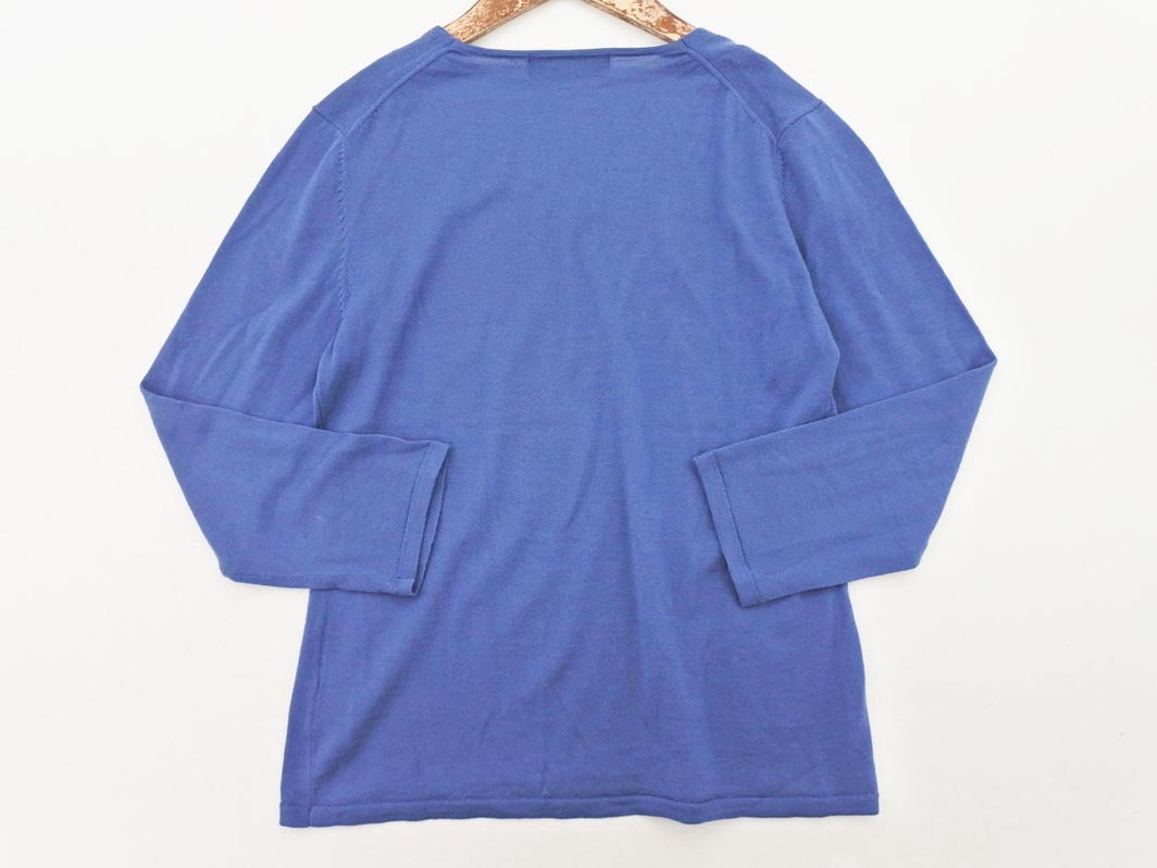 кошка pohs OK PAUL STUART paul (pole) Stuart шерсть 100% V шея вязаный свитер size6/ синий *# * fia2 женский