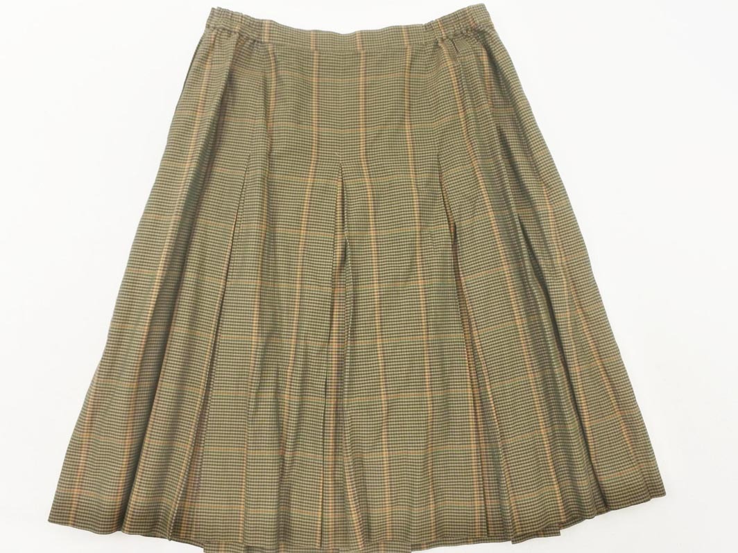 ネコポスOK burberrys バーバリーズ チェック タック ロング スカート size15/カーキ ◇■ ☆ fia2 レディース
