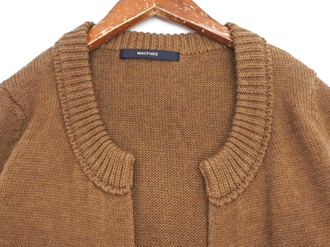 MACPHEE マカフィー トゥモローランド ウール100% Vネック チュニック ニット ワンピース size38/茶 ◇■ ☆ fia2 レディース_画像3