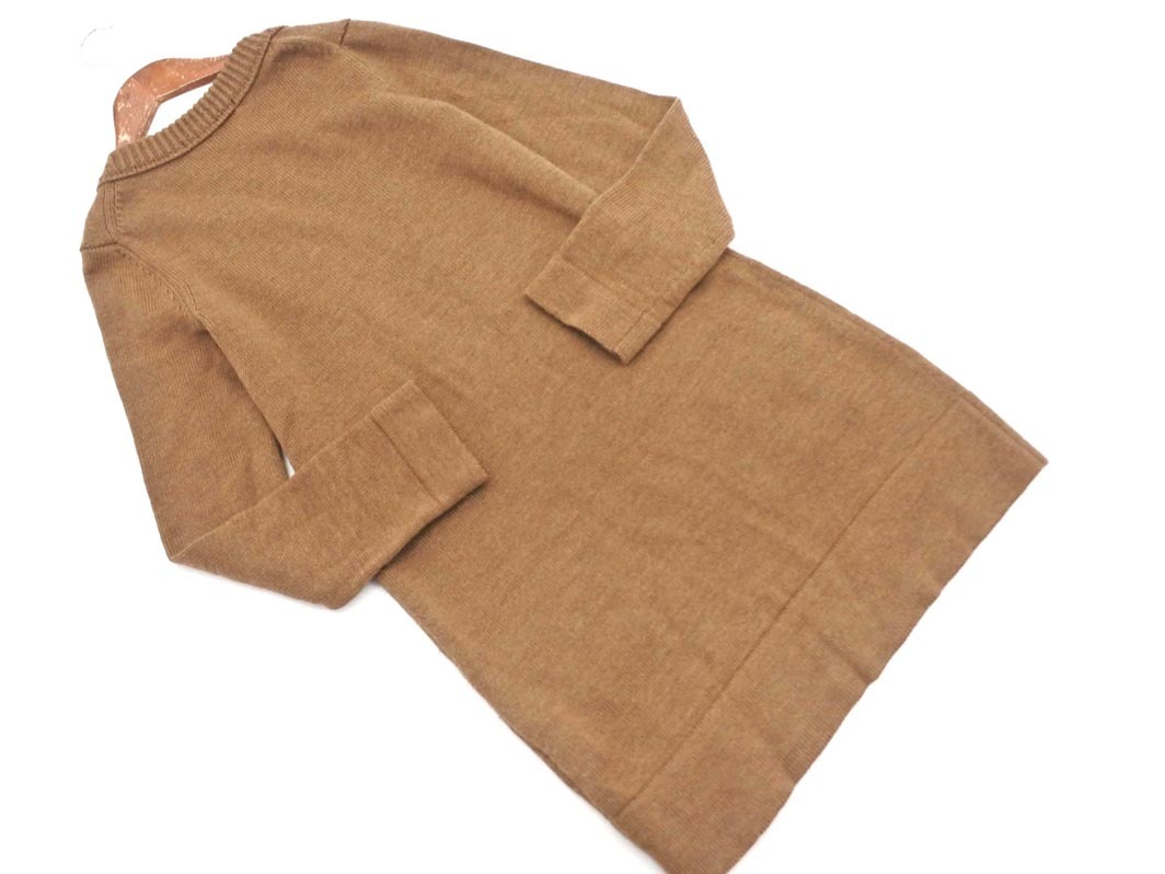 MACPHEE マカフィー トゥモローランド ウール100% Vネック チュニック ニット ワンピース size38/茶 ◇■ ☆ fia2 レディース_画像5
