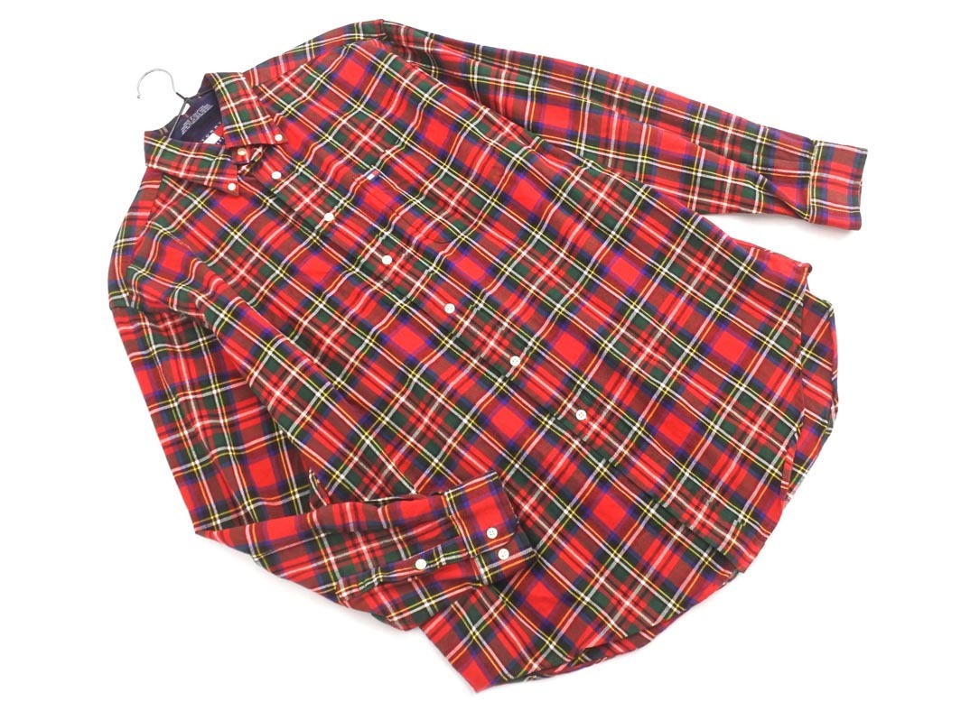 TOMMY HILFIGER トミーヒルフィガー チェック ボタンダウン シャツ sizeM/赤 ◇■ ☆ fia2 メンズ_画像1