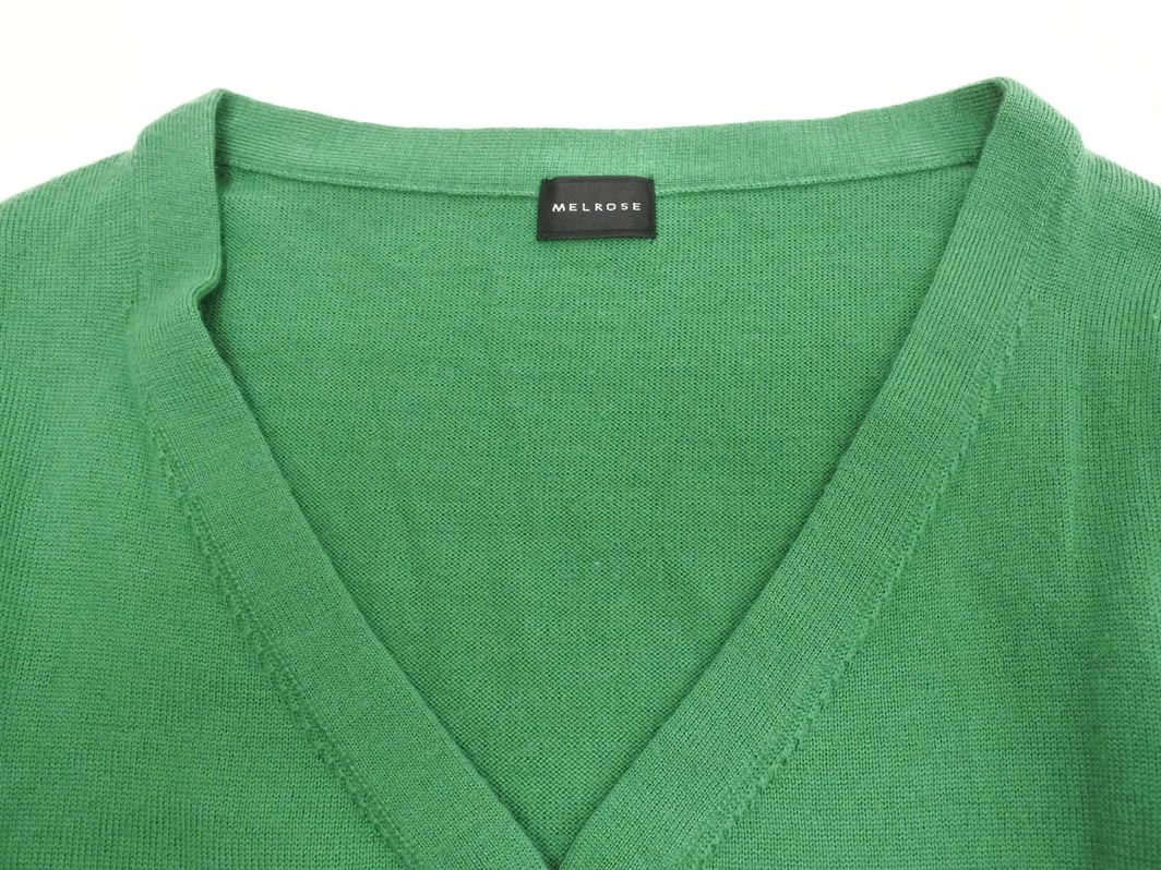 ネコポスOK MELROSE メルローズ ウール混 Vネック ニット セーター 緑 ◇■ ☆ fia3 レディース_画像2