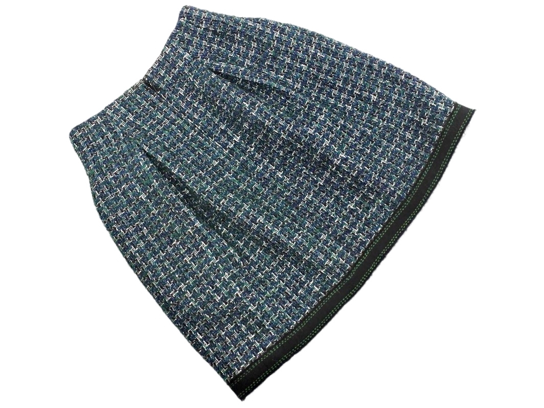 Rene ルネ ツイード タック Aライン 台形 スカート size36/緑 ◇■ ☆ fia3 レディース_画像1