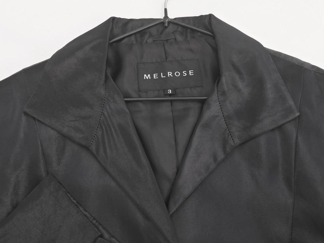 MELROSE メルローズ サテン ジャケット size3/黒 ■◇ ☆ fia5 レディース_画像2