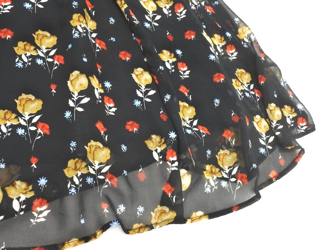 新品 AZUL BY MOUSSY アズールバイマウジー シフォン 花柄 ロング スカート sizeS/濃紺 ■◇ ☆ fia4 レディース