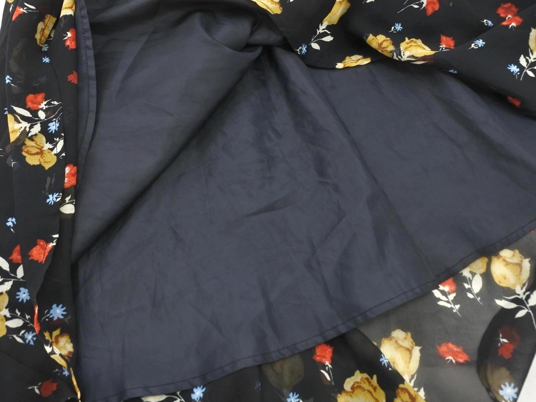 新品 AZUL BY MOUSSY アズールバイマウジー シフォン 花柄 ロング スカート sizeS/濃紺 ■◇ ☆ fia4 レディース