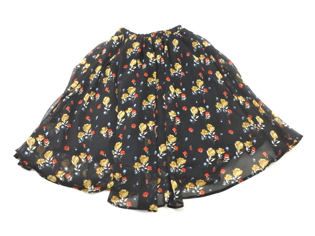 新品 AZUL BY MOUSSY アズールバイマウジー シフォン 花柄 ロング スカート sizeS/濃紺 ■◇ ☆ fia4 レディース