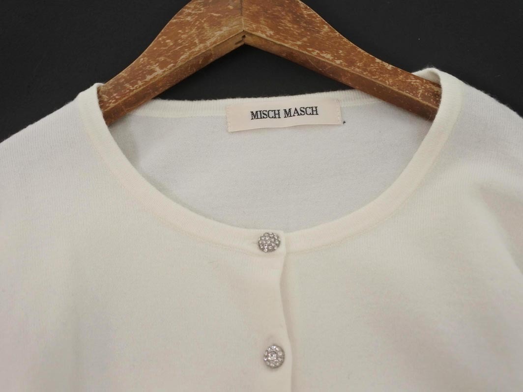 MISCH MASCH ミッシュマッシュ ラインストーン カーディガン sizeM/白 ◇■ ☆ fia5_画像2