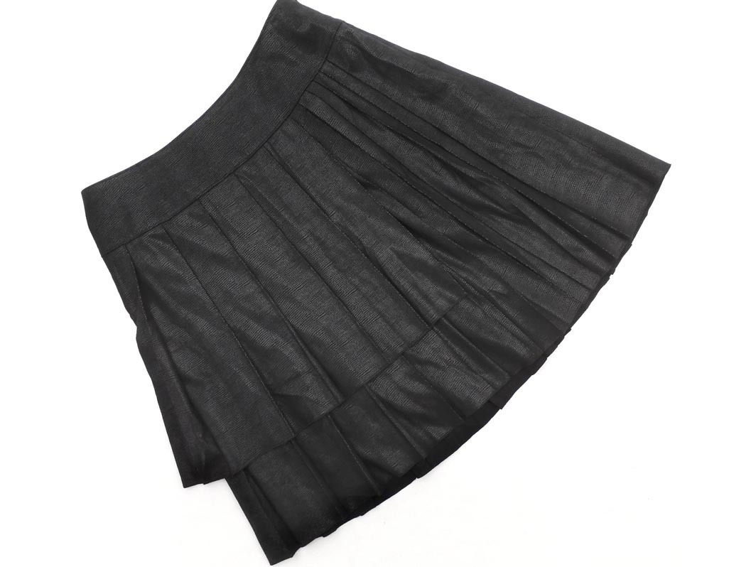 Gabardine K.T ギャバジンケーティー スウェード調(diào) プリーツ スカート size11/黒 ◇■ ☆ fia5 レディース