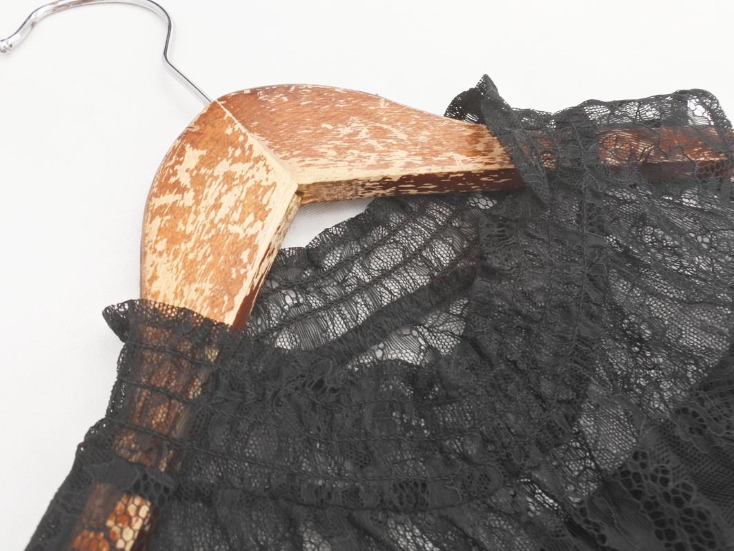 LIP SERVICE リップサービス レース フェイクレイヤード カシュクール ニット セーター sizeF/黒 ◇■ ☆ fia5 レディース_画像2