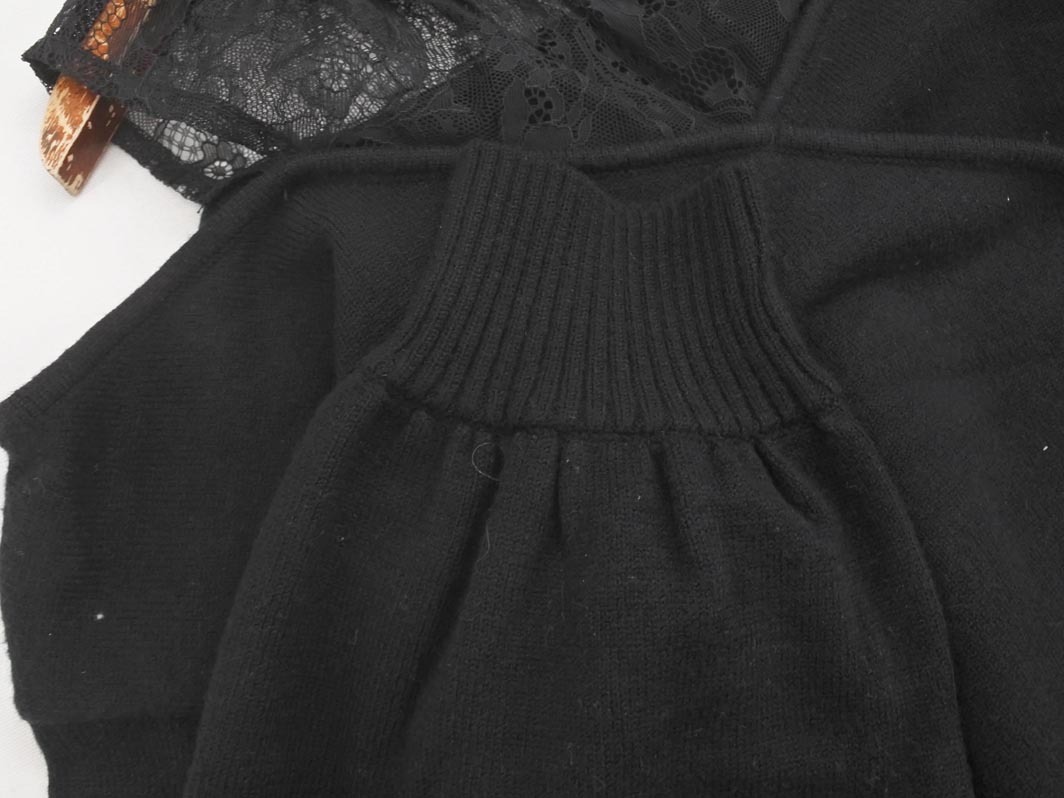 LIP SERVICE リップサービス レース フェイクレイヤード カシュクール ニット セーター sizeF/黒 ◇■ ☆ fia5 レディース_画像3