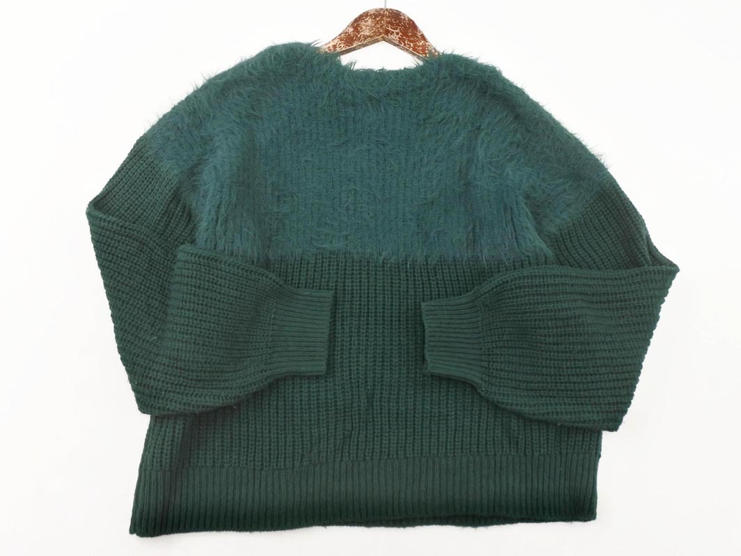 AS KNOW AS アズノゥアズ シャギー 切替 ニット セーター sizeF/緑 ◇■ ☆ fia8 レディース_画像4