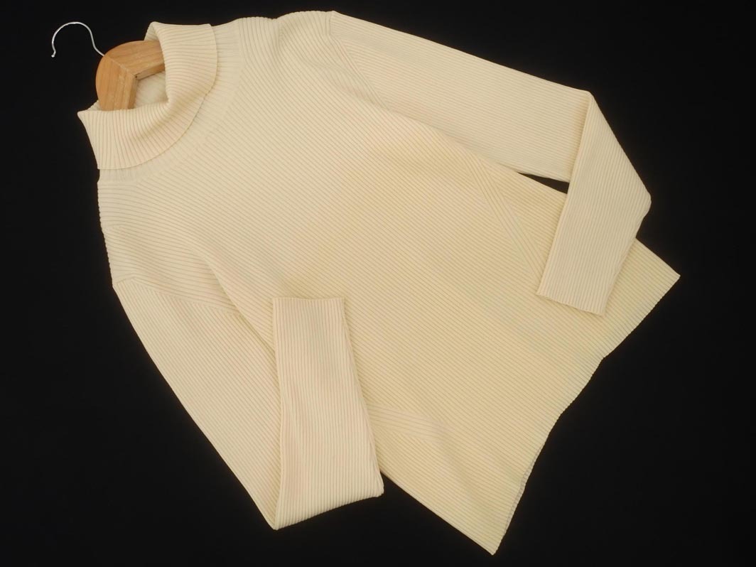 PAUL STUART ポールスチュアート ウール混 リブ タートルネック ニット セーター size6/生成 ◇■ ☆ fia9 レディース_画像1