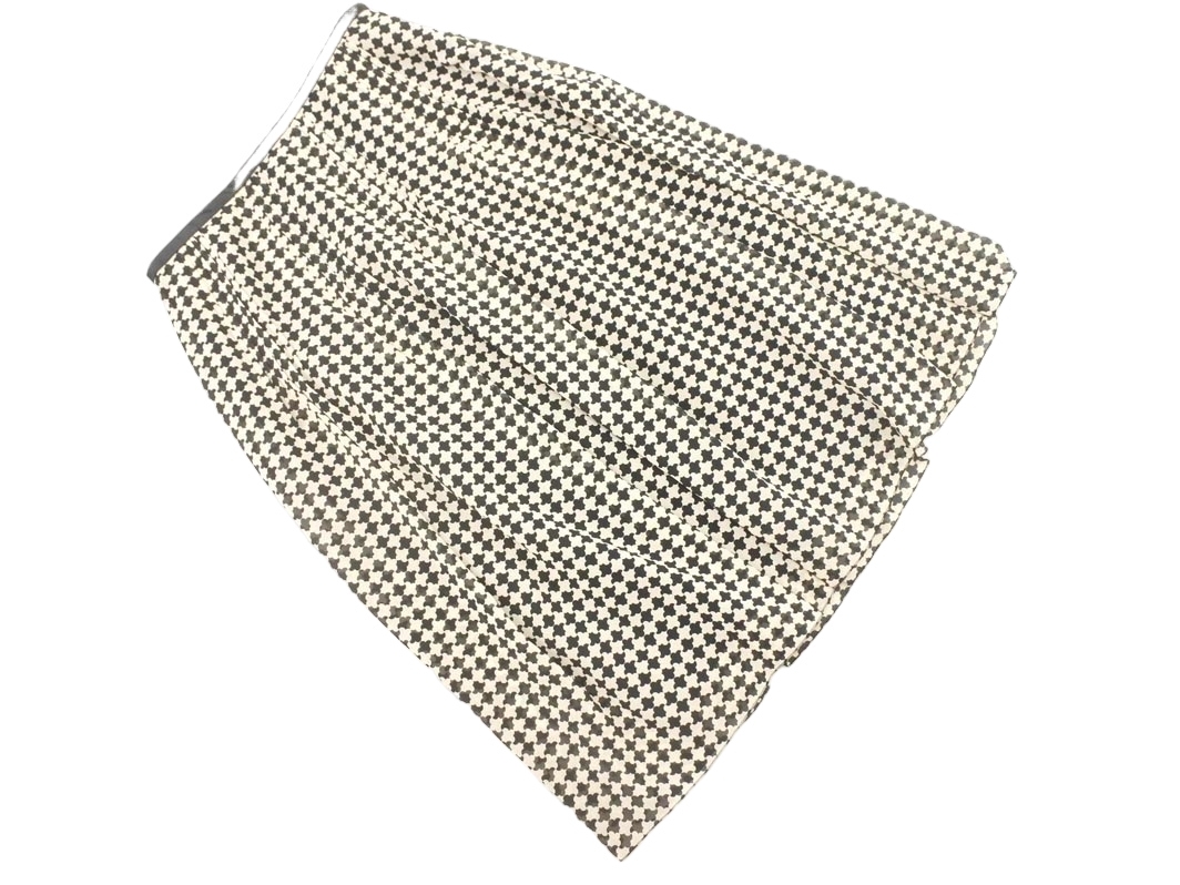  кошка pohs OK PAUL STUART paul (pole) Stuart шифон общий рисунок юбка size4/ чёрный x слоновая кость *# * fia9 женский 