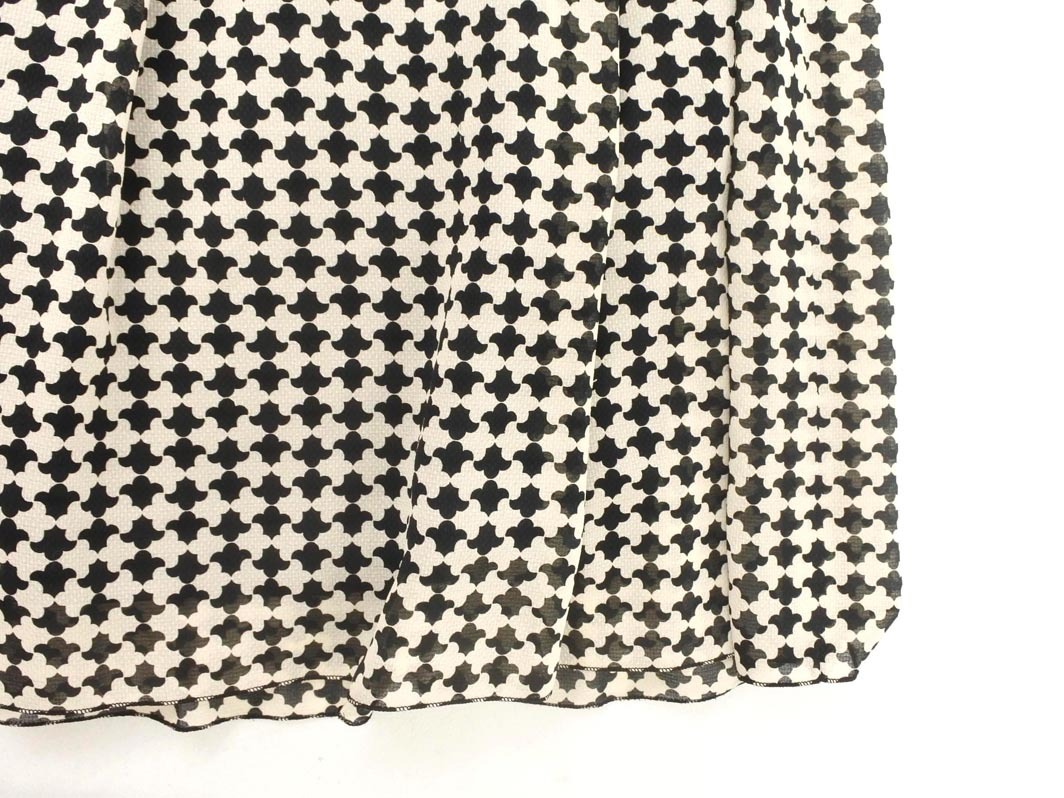  кошка pohs OK PAUL STUART paul (pole) Stuart шифон общий рисунок юбка size4/ чёрный x слоновая кость *# * fia9 женский 