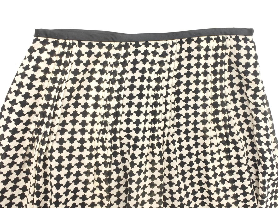  кошка pohs OK PAUL STUART paul (pole) Stuart шифон общий рисунок юбка size4/ чёрный x слоновая кость *# * fia9 женский 