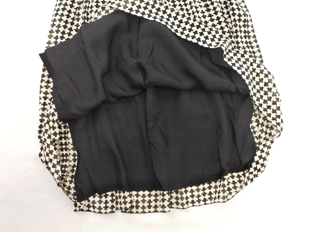  кошка pohs OK PAUL STUART paul (pole) Stuart шифон общий рисунок юбка size4/ чёрный x слоновая кость *# * fia9 женский 