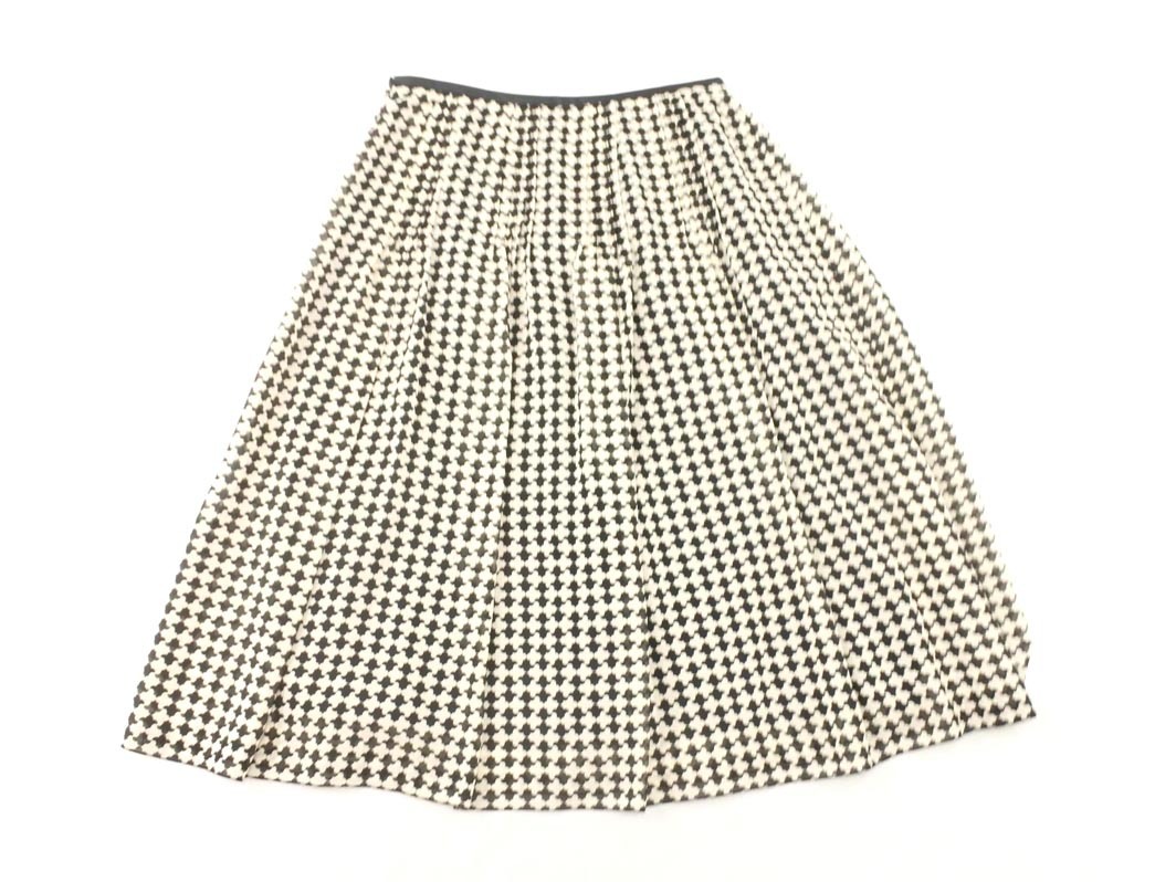  кошка pohs OK PAUL STUART paul (pole) Stuart шифон общий рисунок юбка size4/ чёрный x слоновая кость *# * fia9 женский 