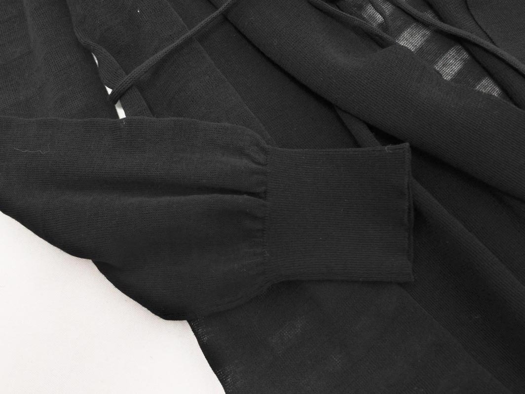 PAUL STUART paul (pole) Stuart талия шнур окантовка шаль цвет длинный кардиган size6/ чёрный *# * fia9 женский 