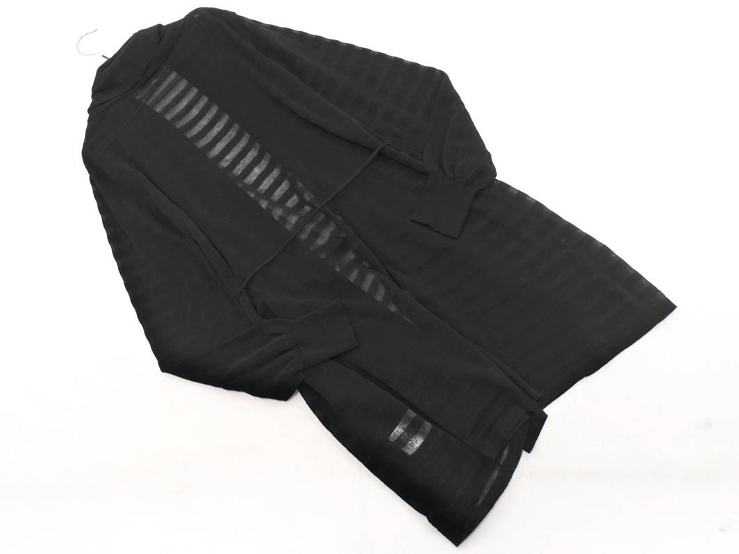 PAUL STUART paul (pole) Stuart талия шнур окантовка шаль цвет длинный кардиган size6/ чёрный *# * fia9 женский 