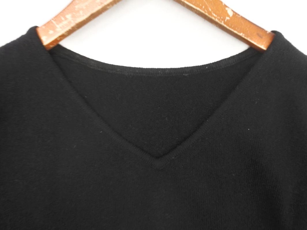 INED イネド ウール100% Vネック ニット セーター size11/黒 ◇■ ☆ fia9 レディース