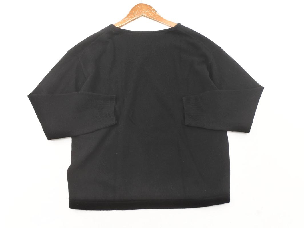 INED イネド ウール100% Vネック ニット セーター size11/黒 ◇■ ☆ fia9 レディース