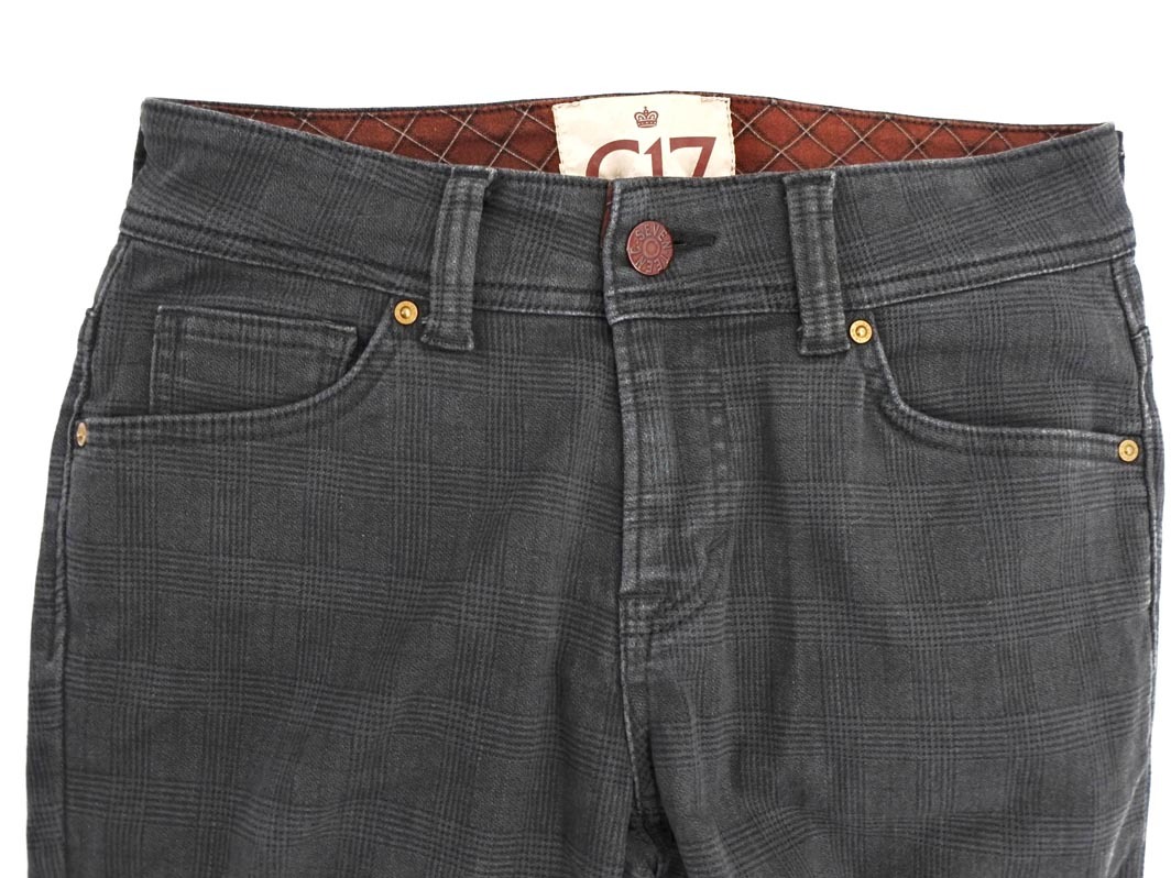 C-SEVENTEEN シーセブンティーン 裏起毛 グレンチェック ストレッチ デニムパンツ sizeS/グレー ◇■ ☆ fia9 レディース_画像3