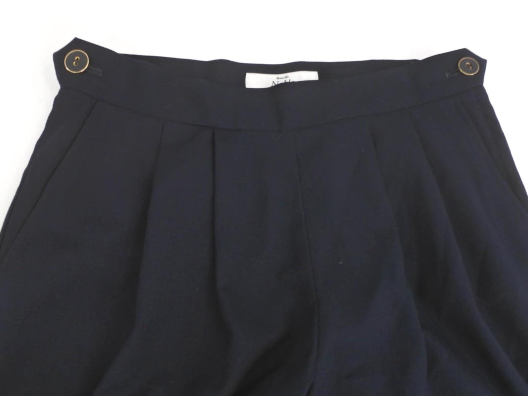 Spick and Span Noble スピック&スパン ノーブル タック ワイド パンツ size38/濃紺 ■■ ☆ fia9 レディース