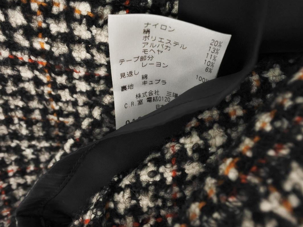 PAUL STUART paul (pole) Stuart шерсть . карман юбка size4/ белый x чёрный x красный *# * fia9 женский 