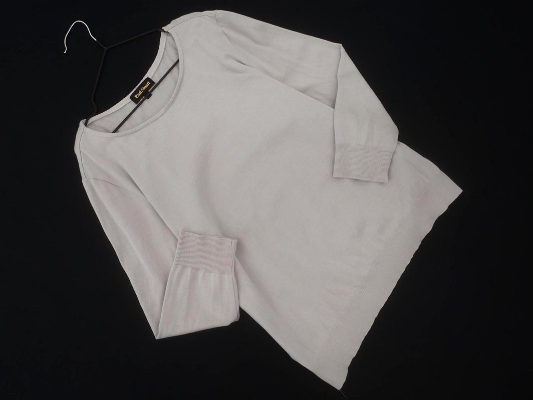  кошка pohs OK PAUL STUART paul (pole) Stuart шелк . вязаный свитер size8/ светло-серый *# * fia9 женский 