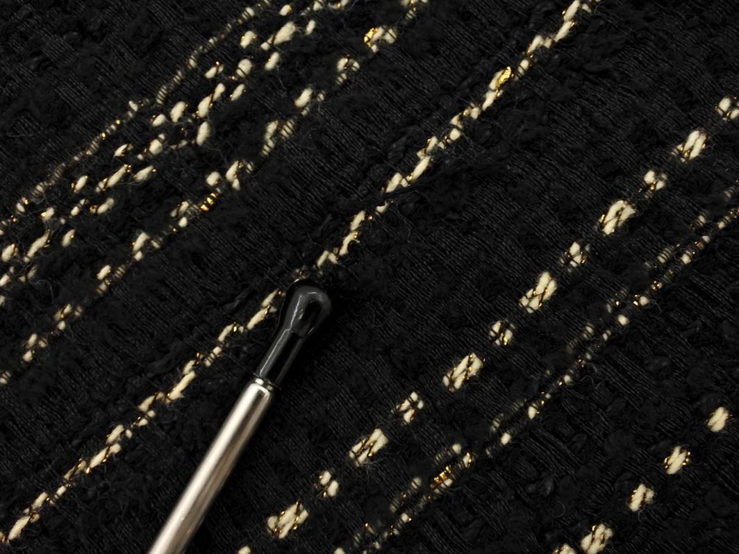 M-PREMIER エムプルミエ ツイード ボーダー ジャンパー スカート size34/黒 ◇■ ☆ fia9 レディース_画像4