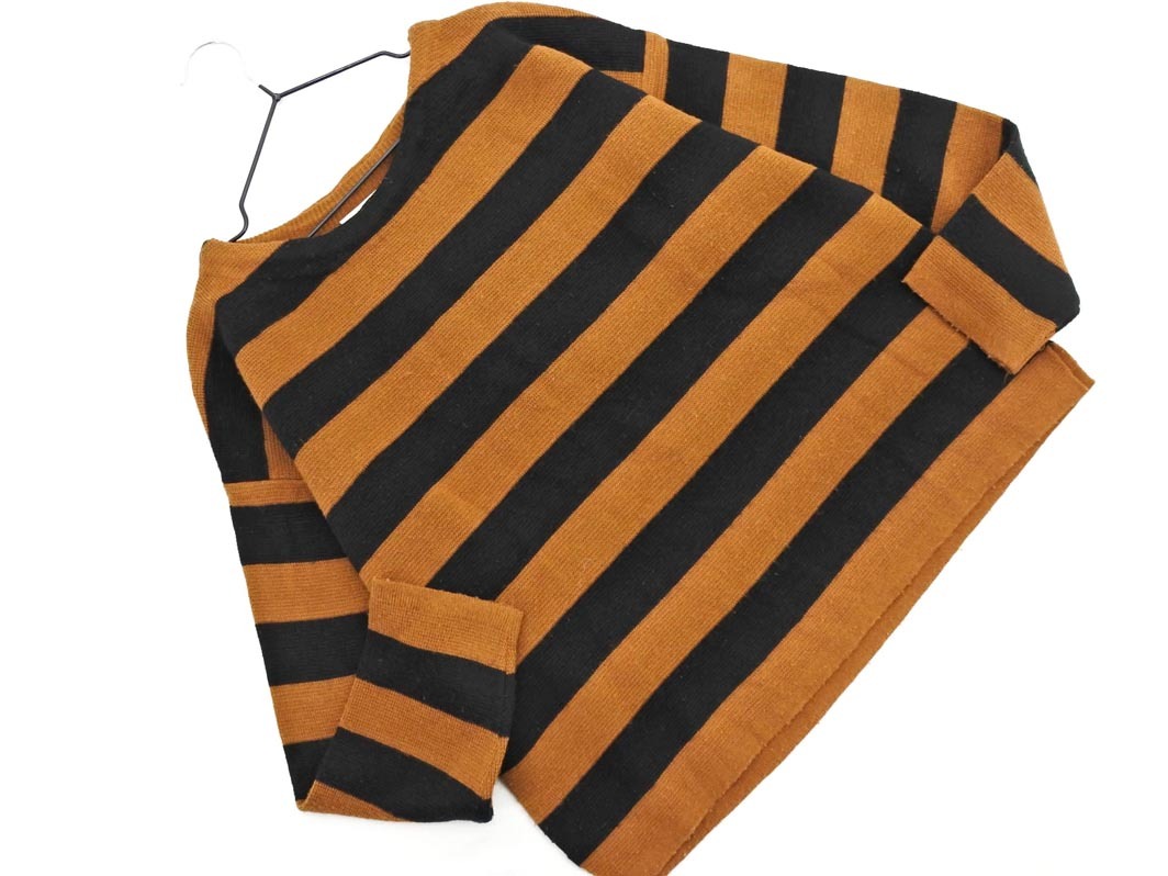 earth music&ecology アースミュージック＆エコロジー ボーダー ニット セーター sizeF/黒ｘ茶 ◇■ ☆ fia9 レディース_画像1