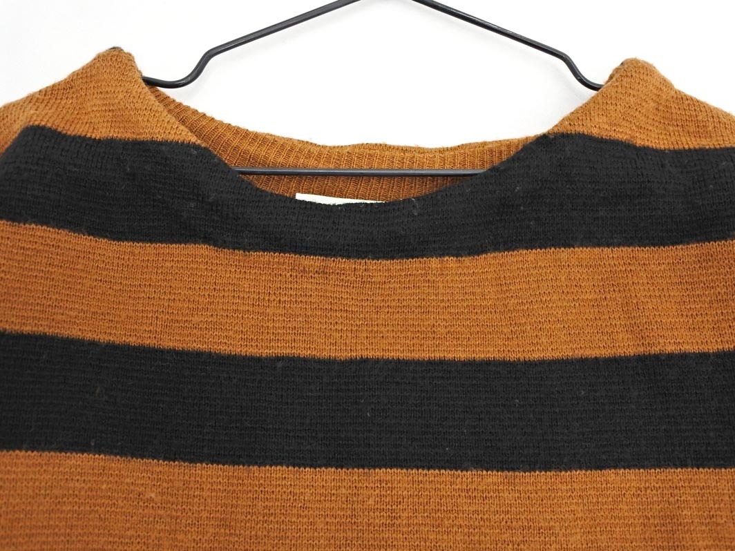 earth music&ecology アースミュージック＆エコロジー ボーダー ニット セーター sizeF/黒ｘ茶 ◇■ ☆ fia9 レディース_画像2