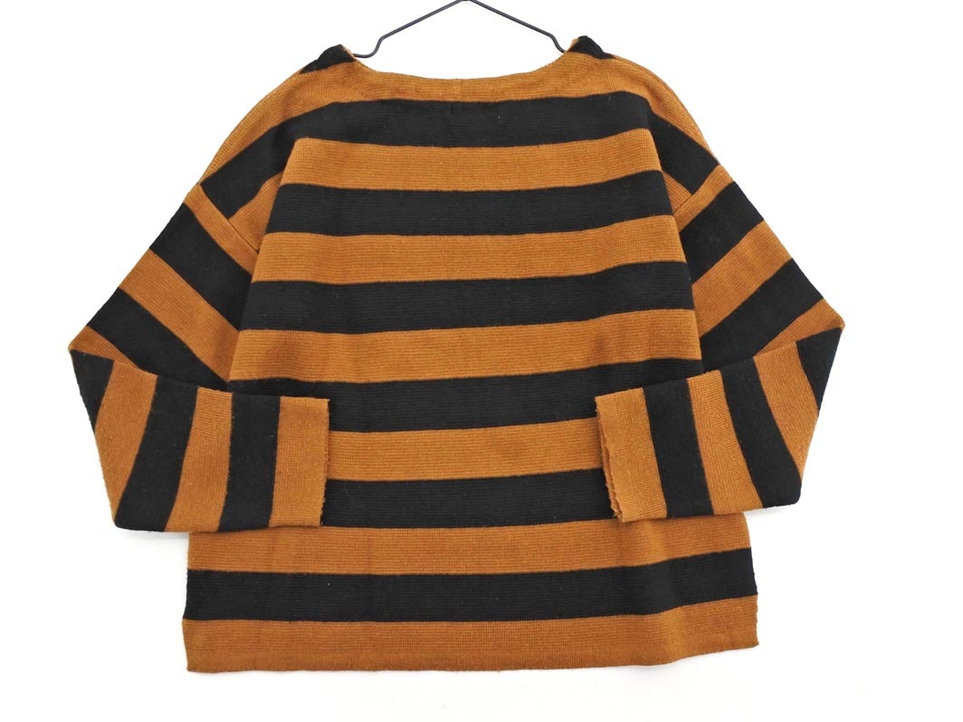 earth music&ecology アースミュージック＆エコロジー ボーダー ニット セーター sizeF/黒ｘ茶 ◇■ ☆ fia9 レディース_画像5