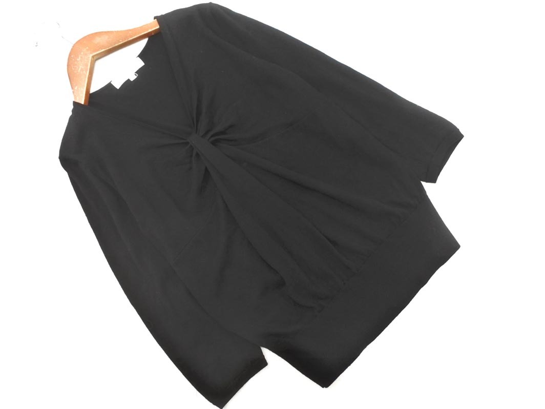 ネコポスOK 自由区 ウール100% フロント ギャザー ニット セーター size38/黒 ◇■ ☆ fib0 レディース_画像1