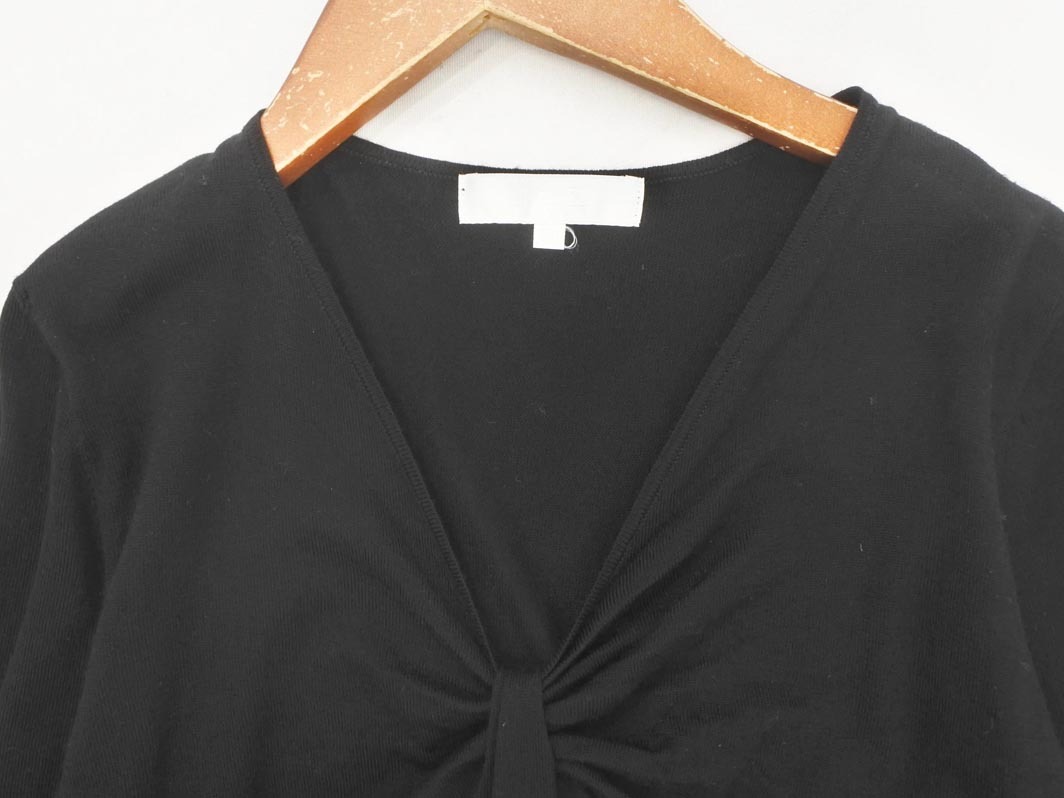 ネコポスOK 自由区 ウール100% フロント ギャザー ニット セーター size38/黒 ◇■ ☆ fib0 レディース_画像3